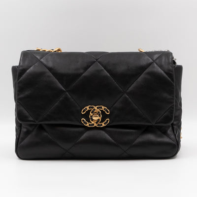 Chanel 19 Large Black Shiny Lambskin