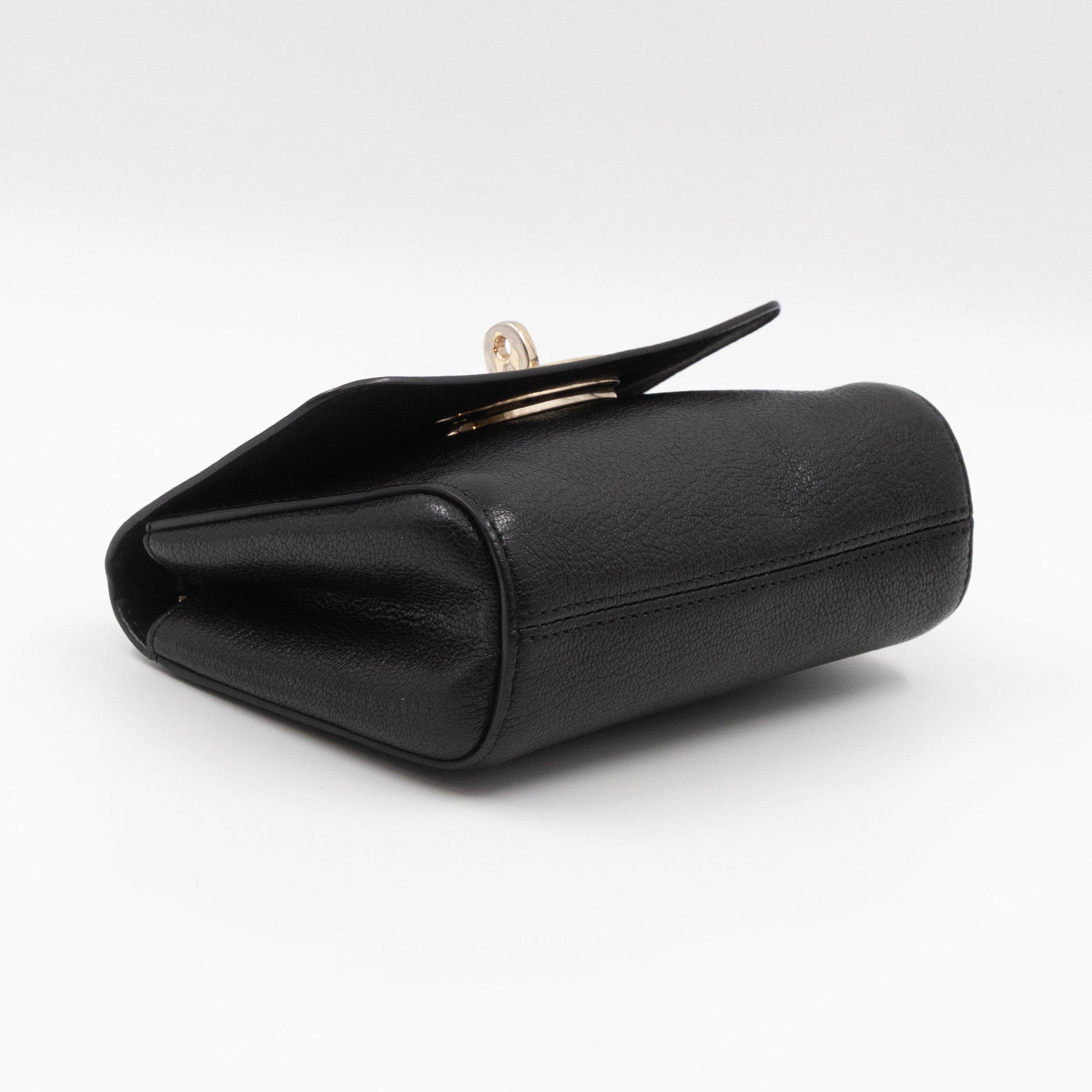 Lily Mini Black Leather Light Gold