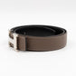 H Buckle & Reversible Etoupe and Black Leather Belt 90 cm