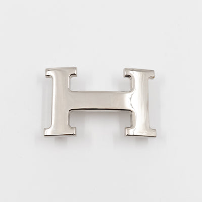 H Buckle & Reversible Etoupe and Black Leather Belt 90 cm