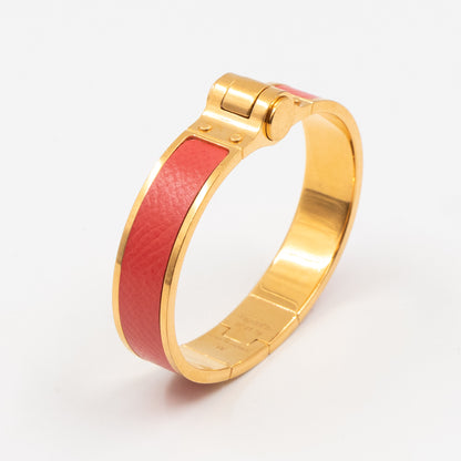 Leather Hinged Bracelet S Red Gold