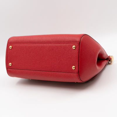 Sicily Medium Embellished Dauphine Leather Rosso