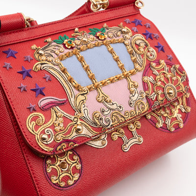 Sicily Medium Embellished Dauphine Leather Rosso