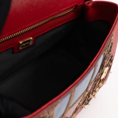 Sicily Medium Embellished Dauphine Leather Rosso