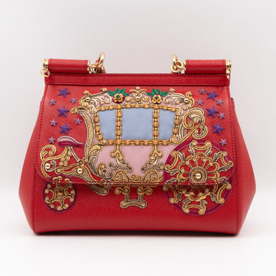 Sicily Medium Embellished Dauphine Leather Rosso