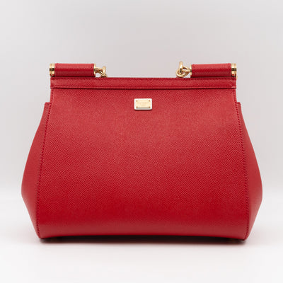 Sicily Medium Embellished Dauphine Leather Rosso