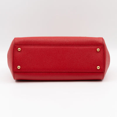 Sicily Medium Embellished Dauphine Leather Rosso