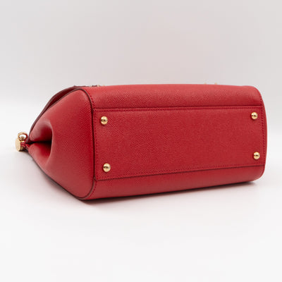 Sicily Medium Embellished Dauphine Leather Rosso