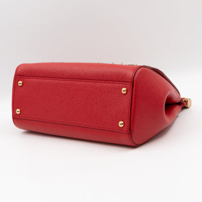 Sicily Medium Embellished Dauphine Leather Rosso