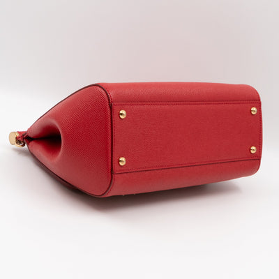 Sicily Medium Embellished Dauphine Leather Rosso