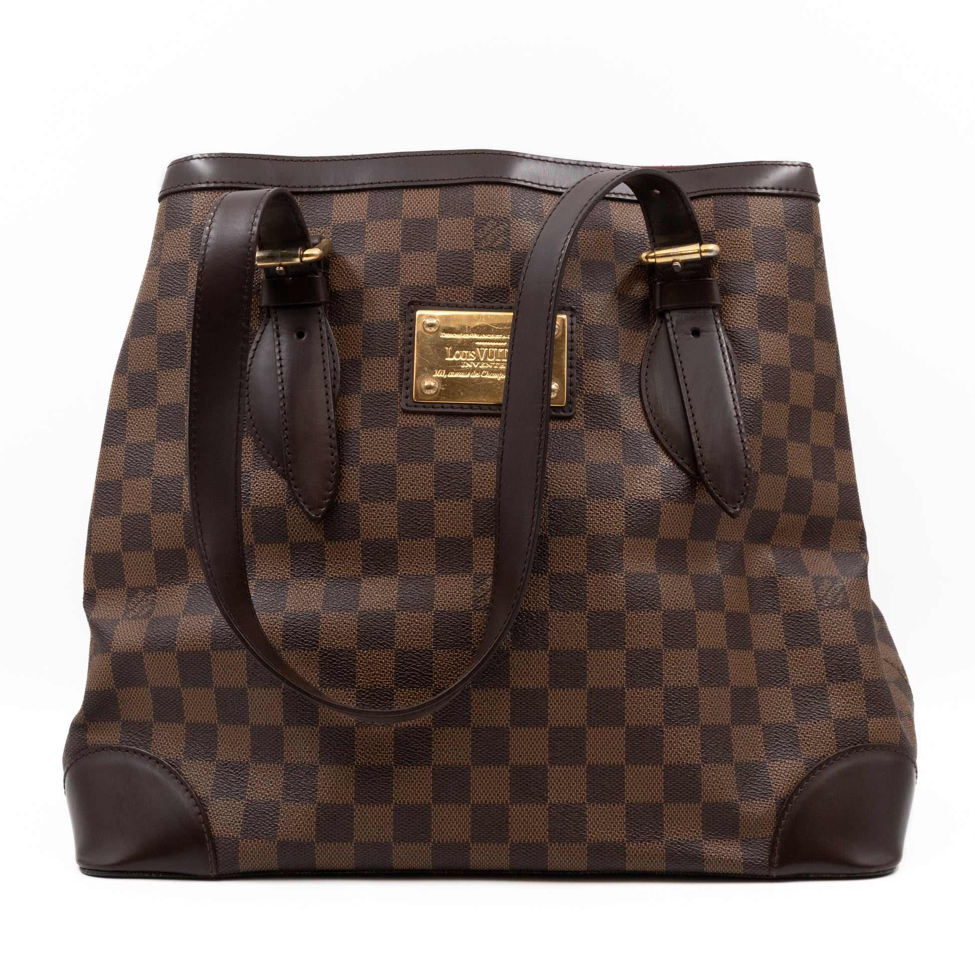 Louis Vuitton’s Damier Ebene Hamsted MM handbags authentic used