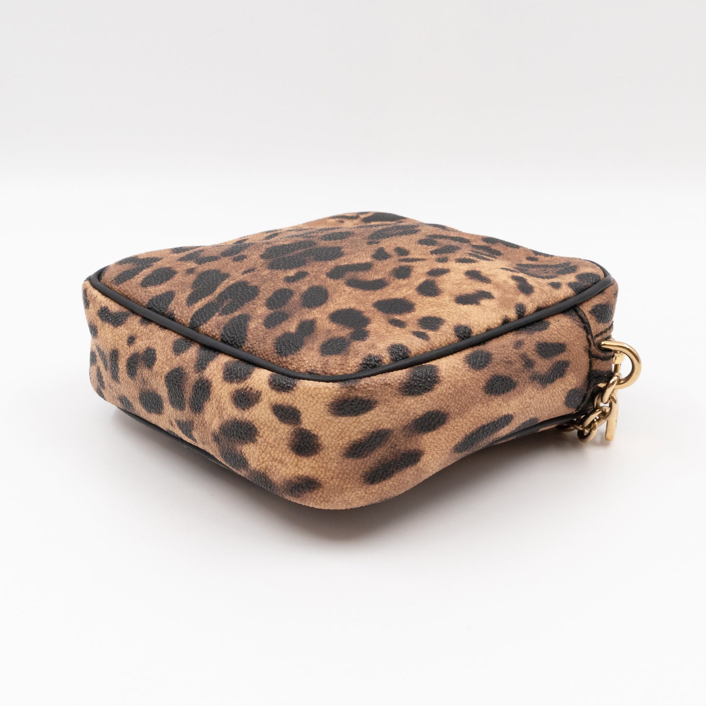 Square Chain Crossbody Bag Dauphine Leather Leopard