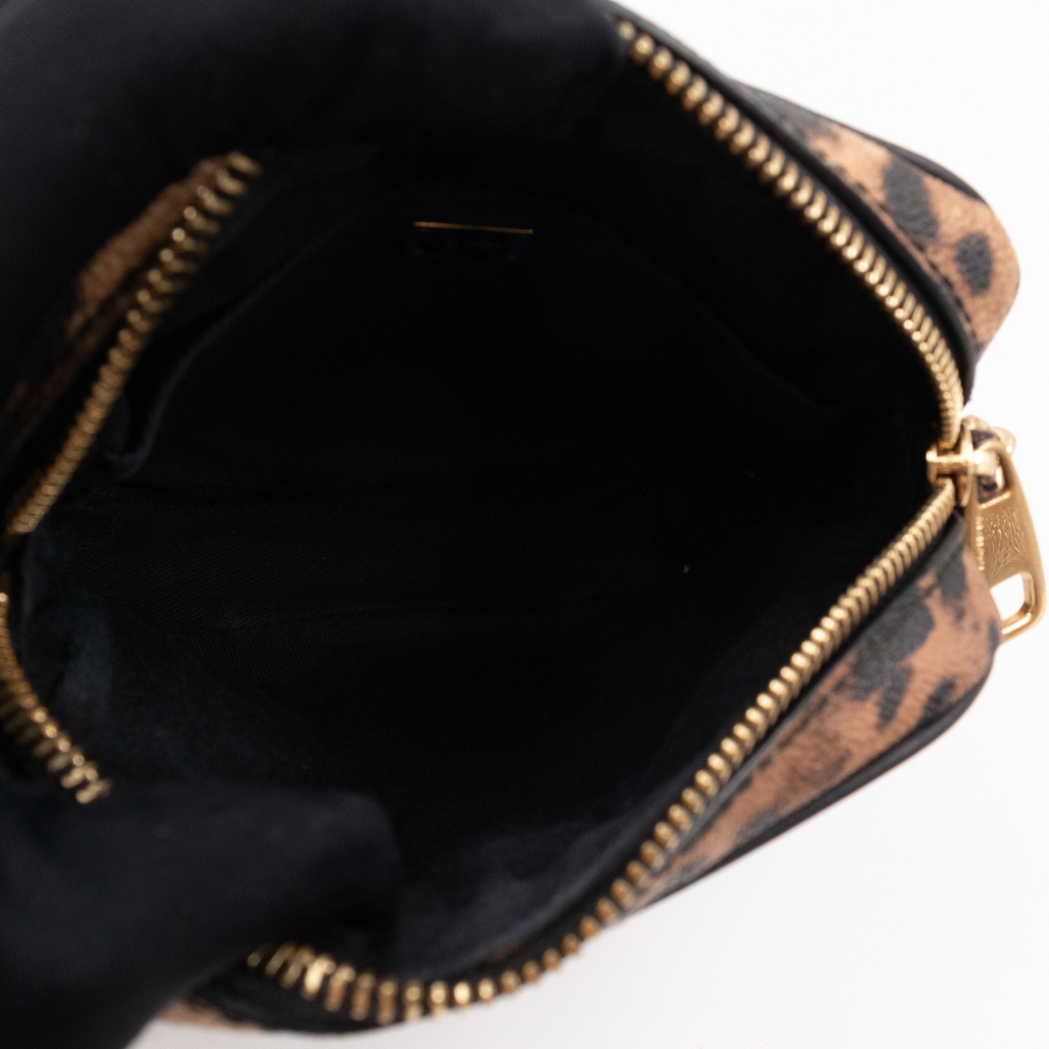 Square Chain Crossbody Bag Dauphine Leather Leopard