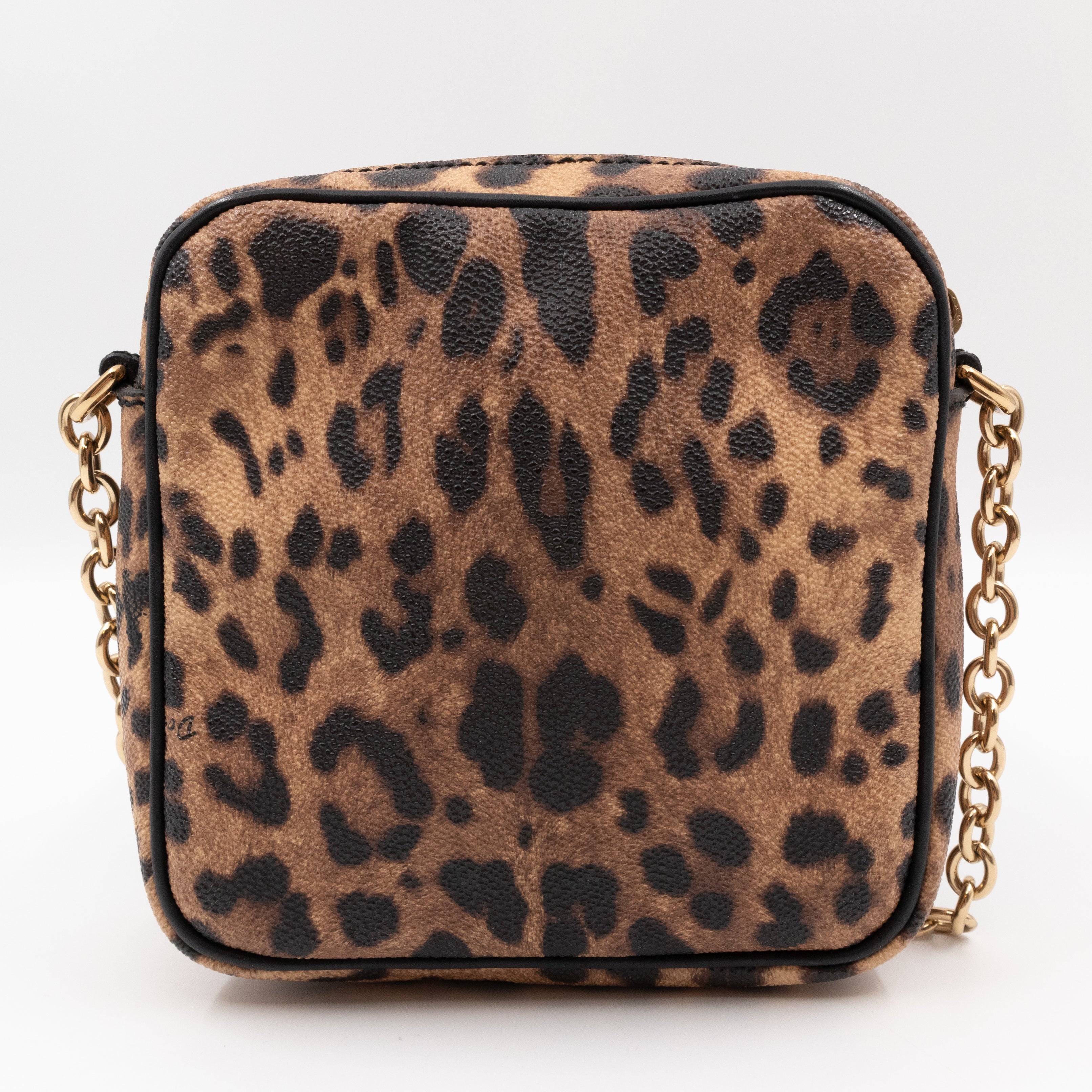 Square Chain Crossbody Bag Dauphine Leather Leopard
