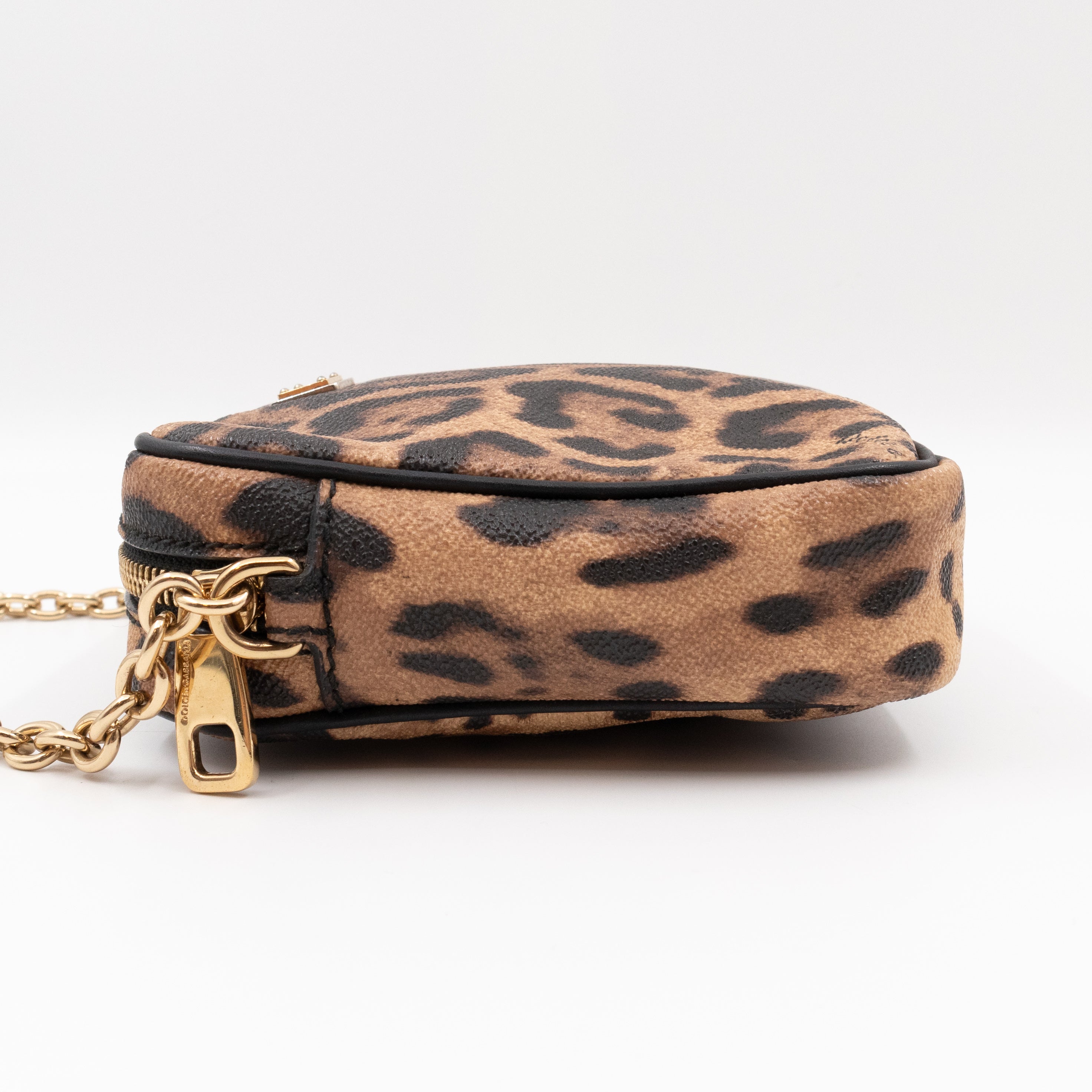 Square Chain Crossbody Bag Dauphine Leather Leopard