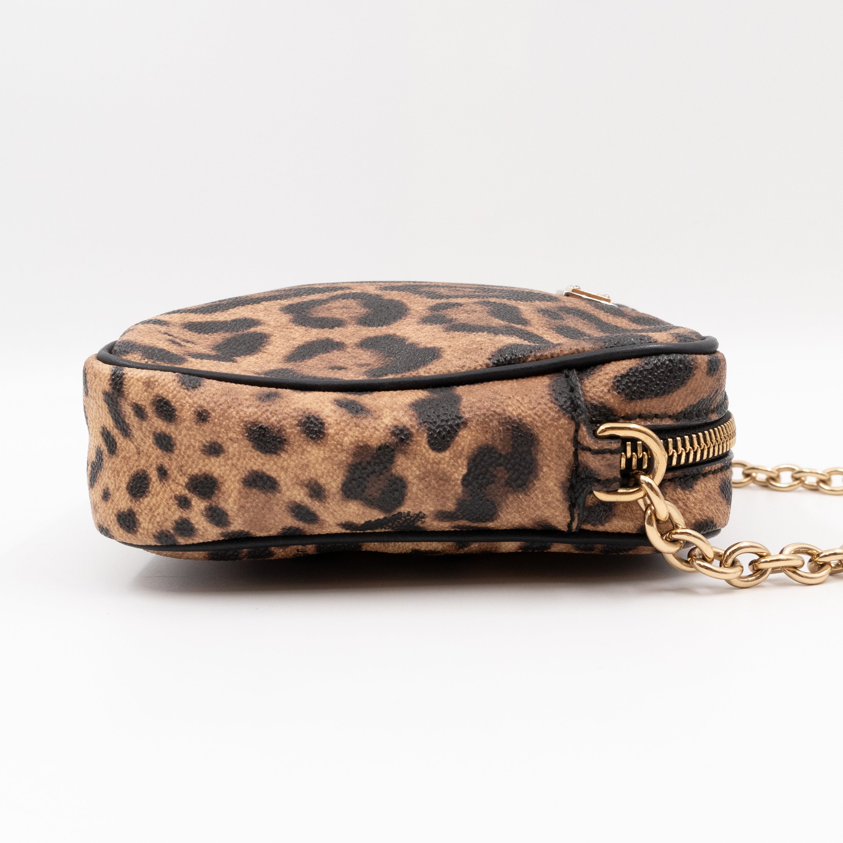 Square Chain Crossbody Bag Dauphine Leather Leopard