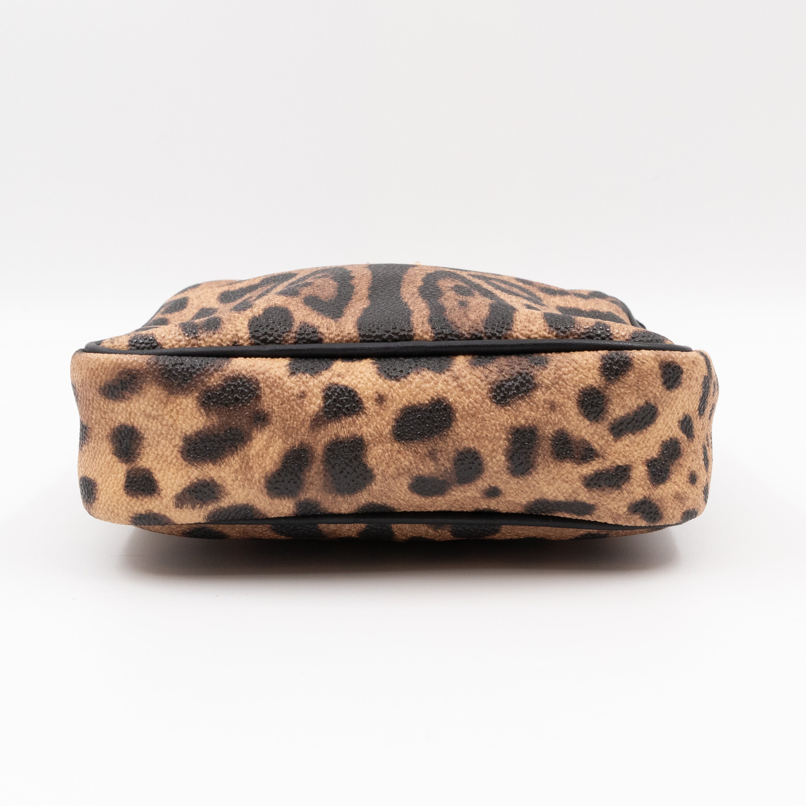 Square Chain Crossbody Bag Dauphine Leather Leopard