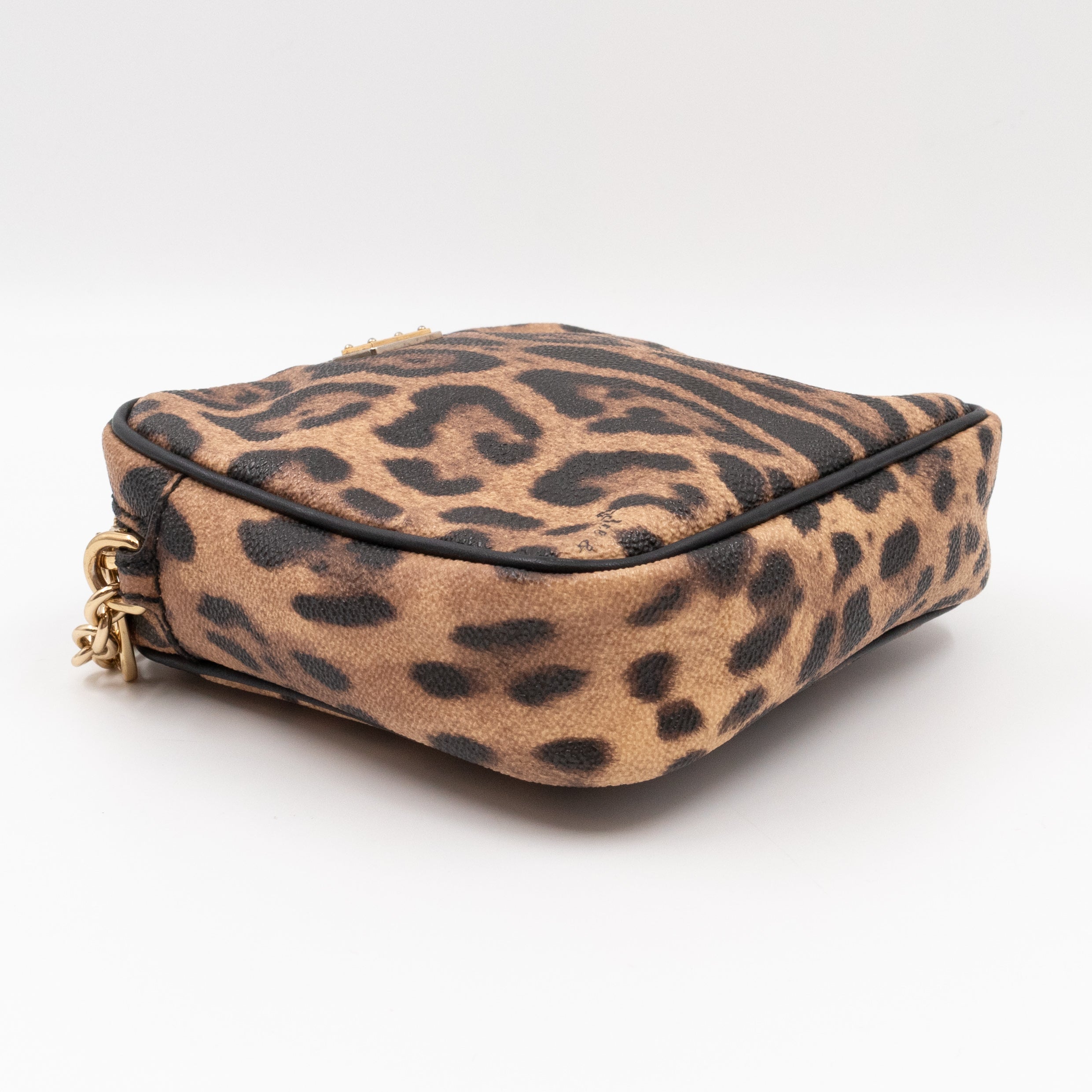 Square Chain Crossbody Bag Dauphine Leather Leopard