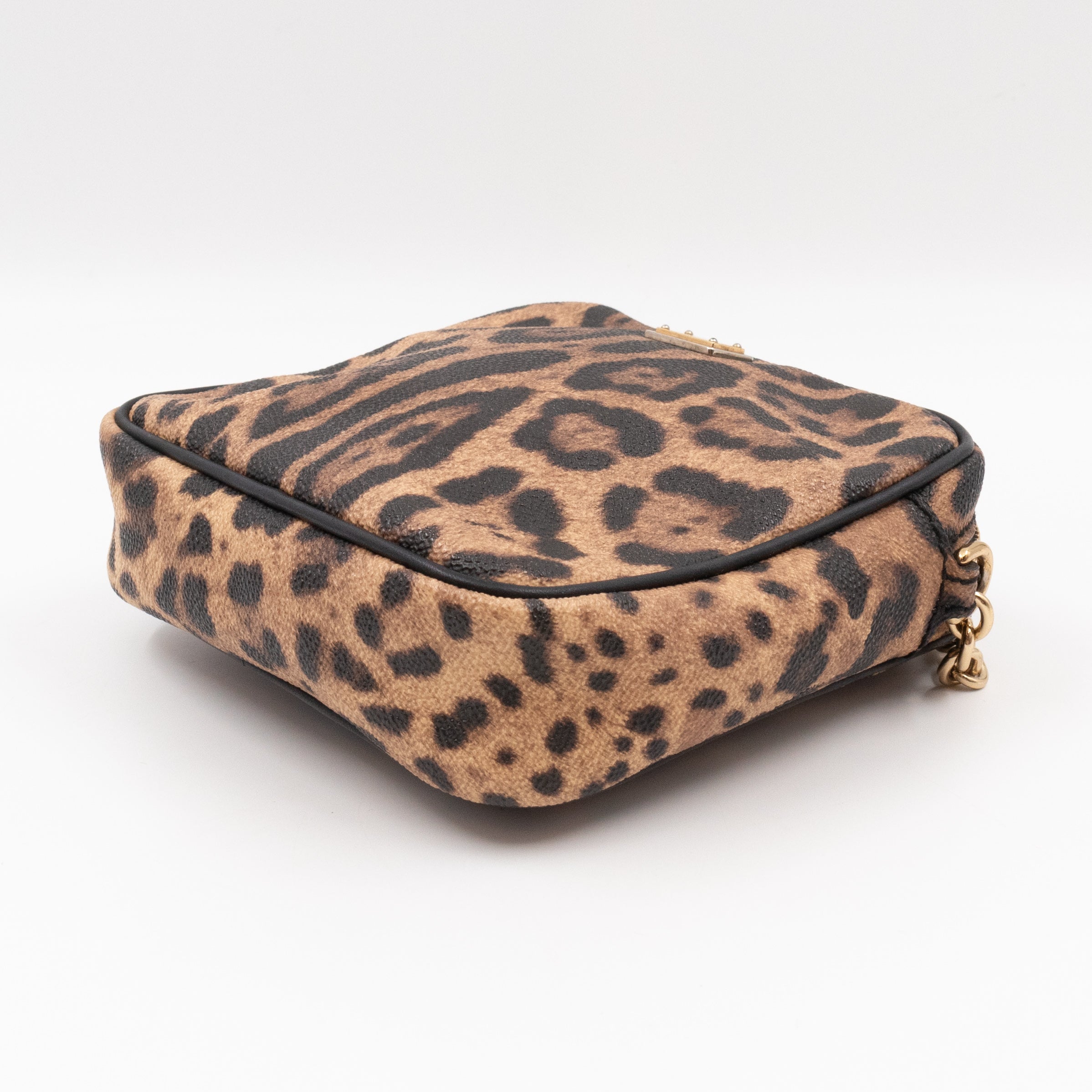 Square Chain Crossbody Bag Dauphine Leather Leopard