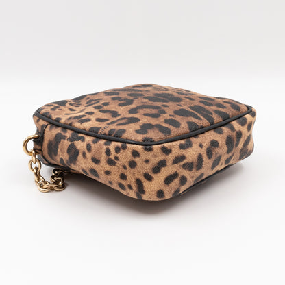 Square Chain Crossbody Bag Dauphine Leather Leopard