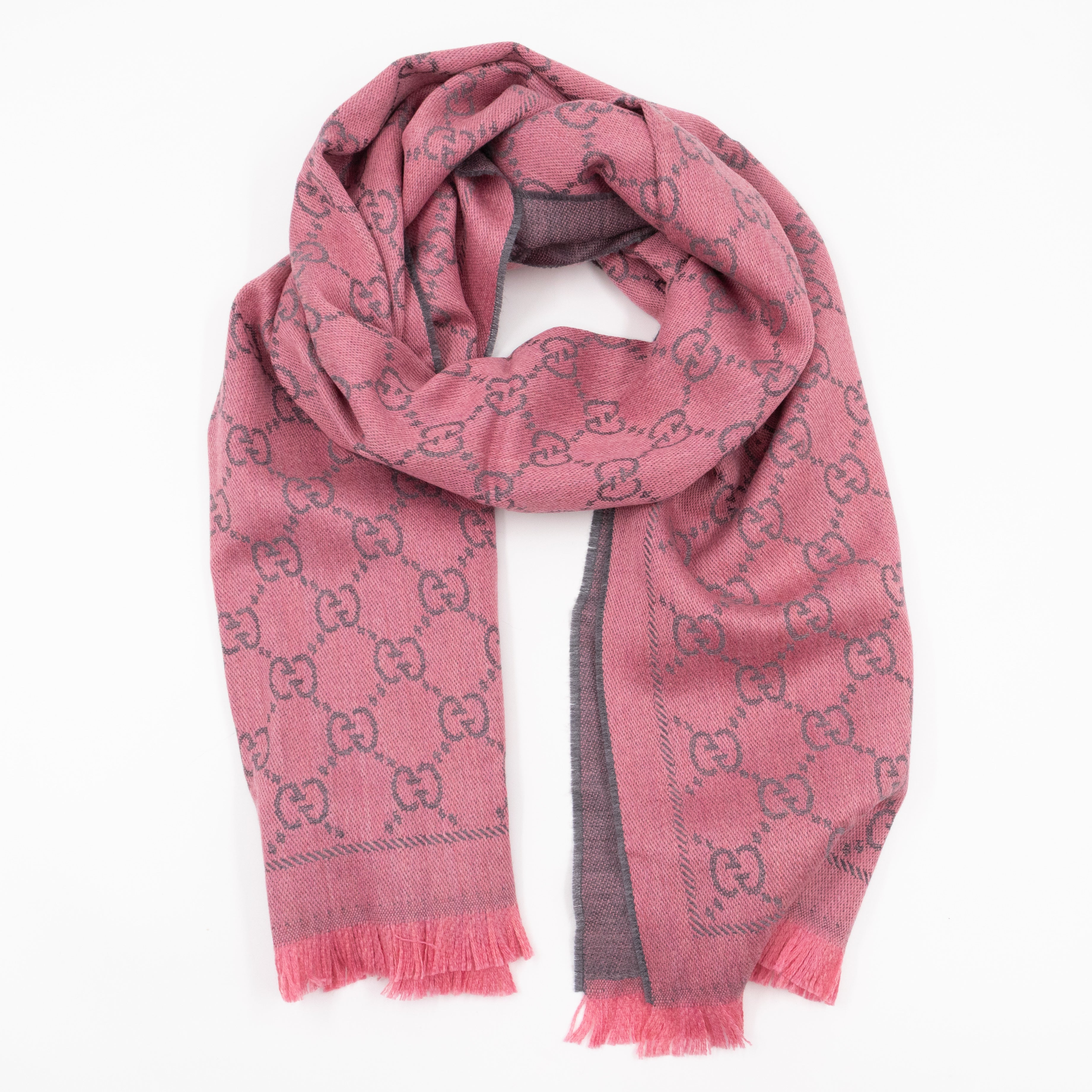 GG Wool Scarf Pink Graphite