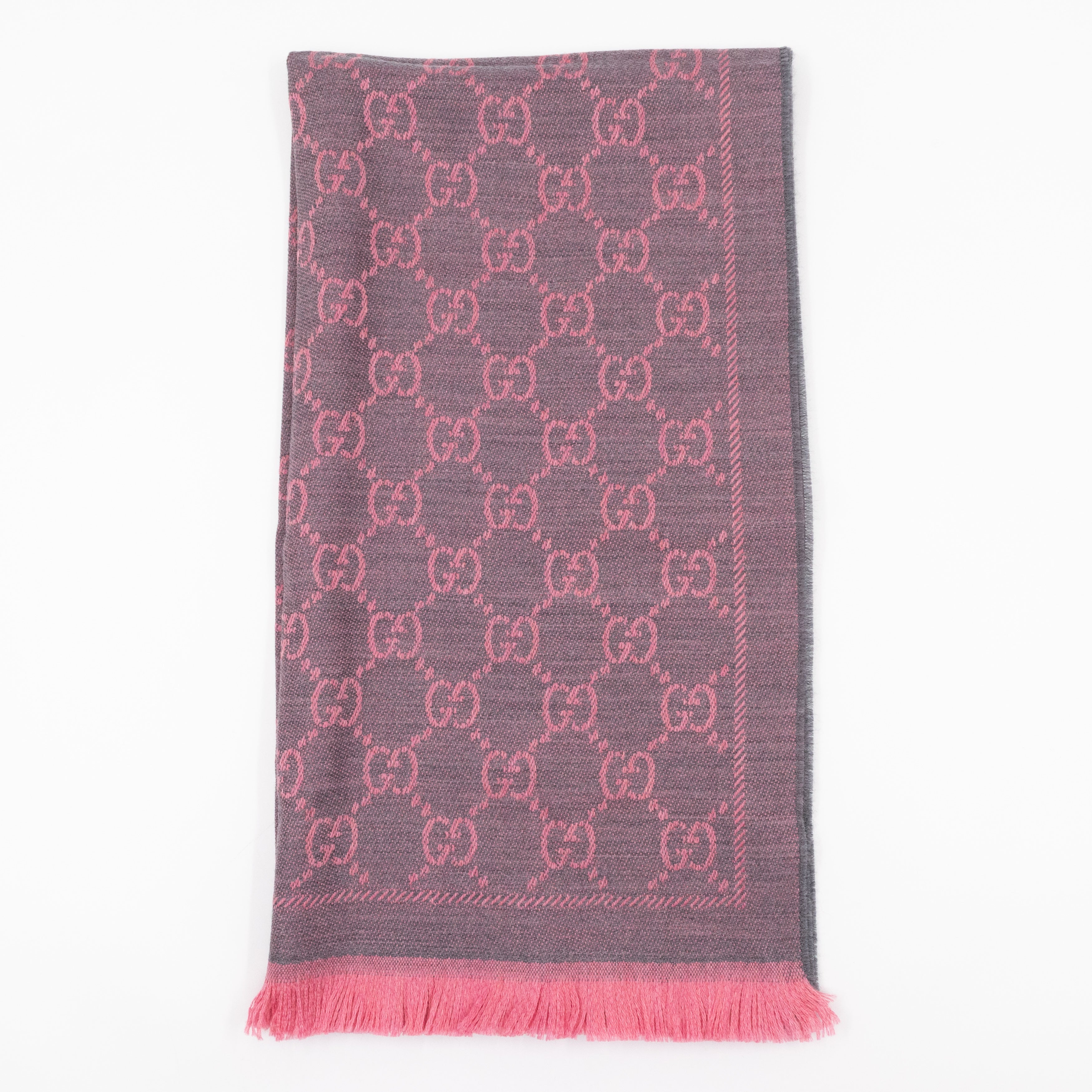 GG Wool Scarf Pink Graphite