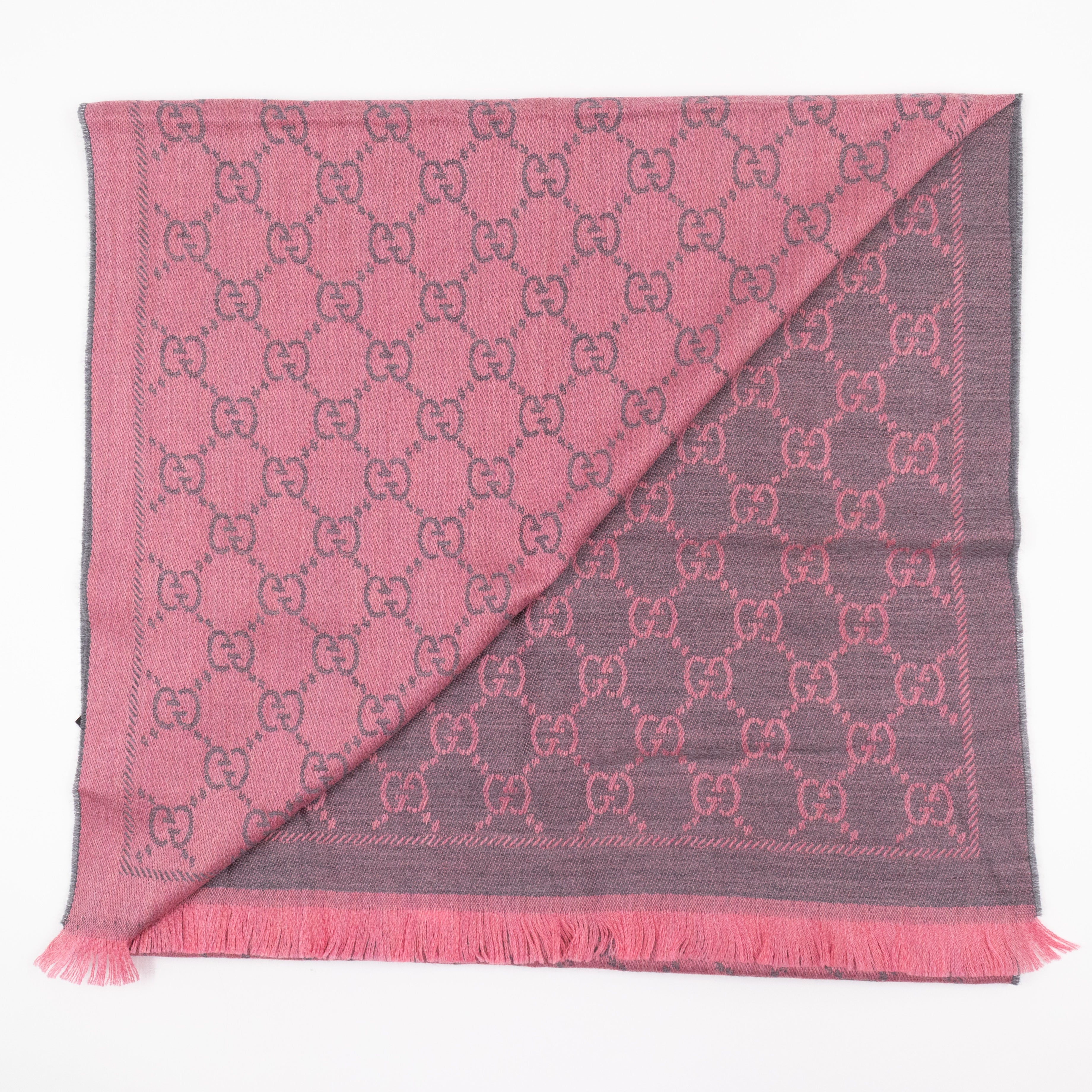 GG Wool Scarf Pink Graphite