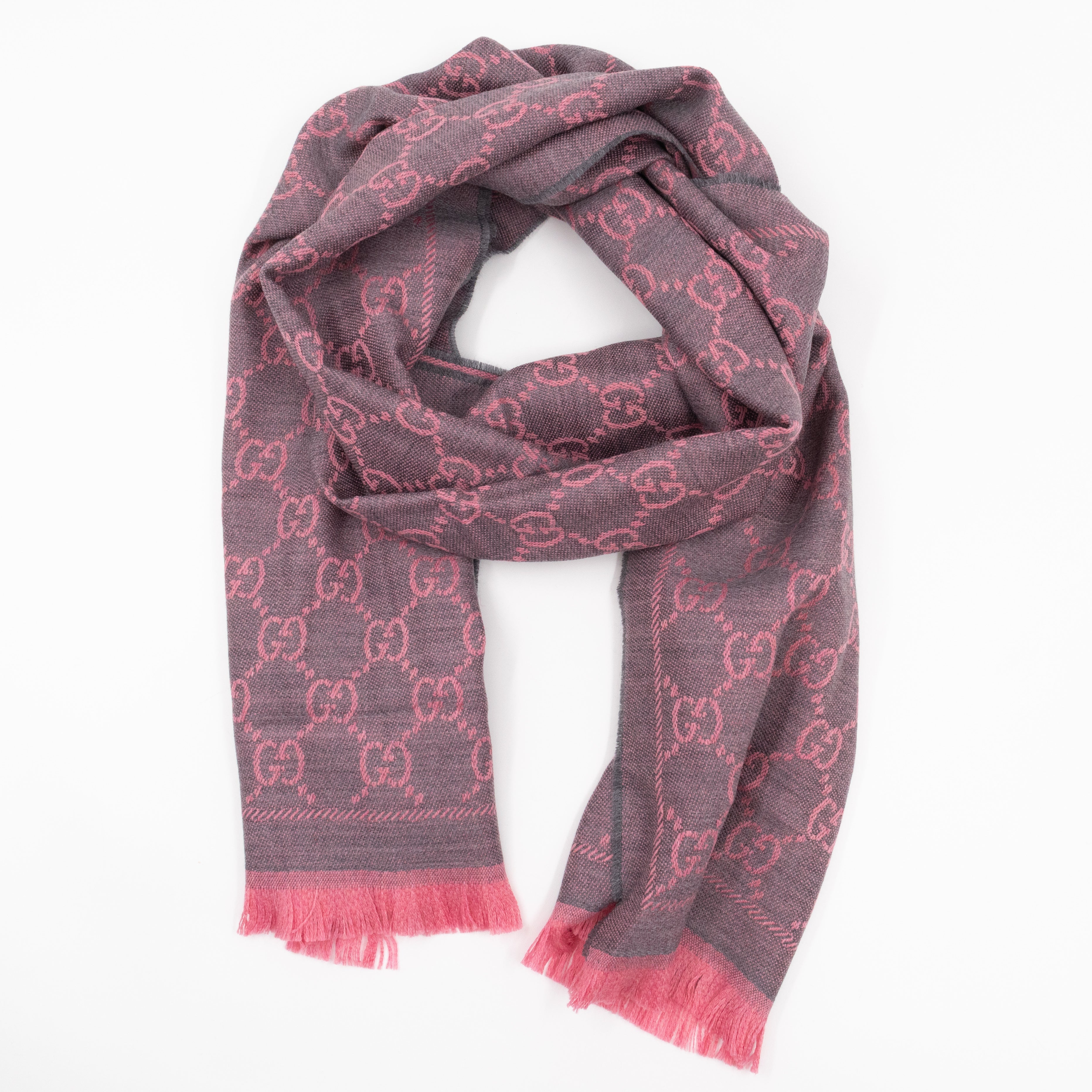 GG Wool Scarf Pink Graphite