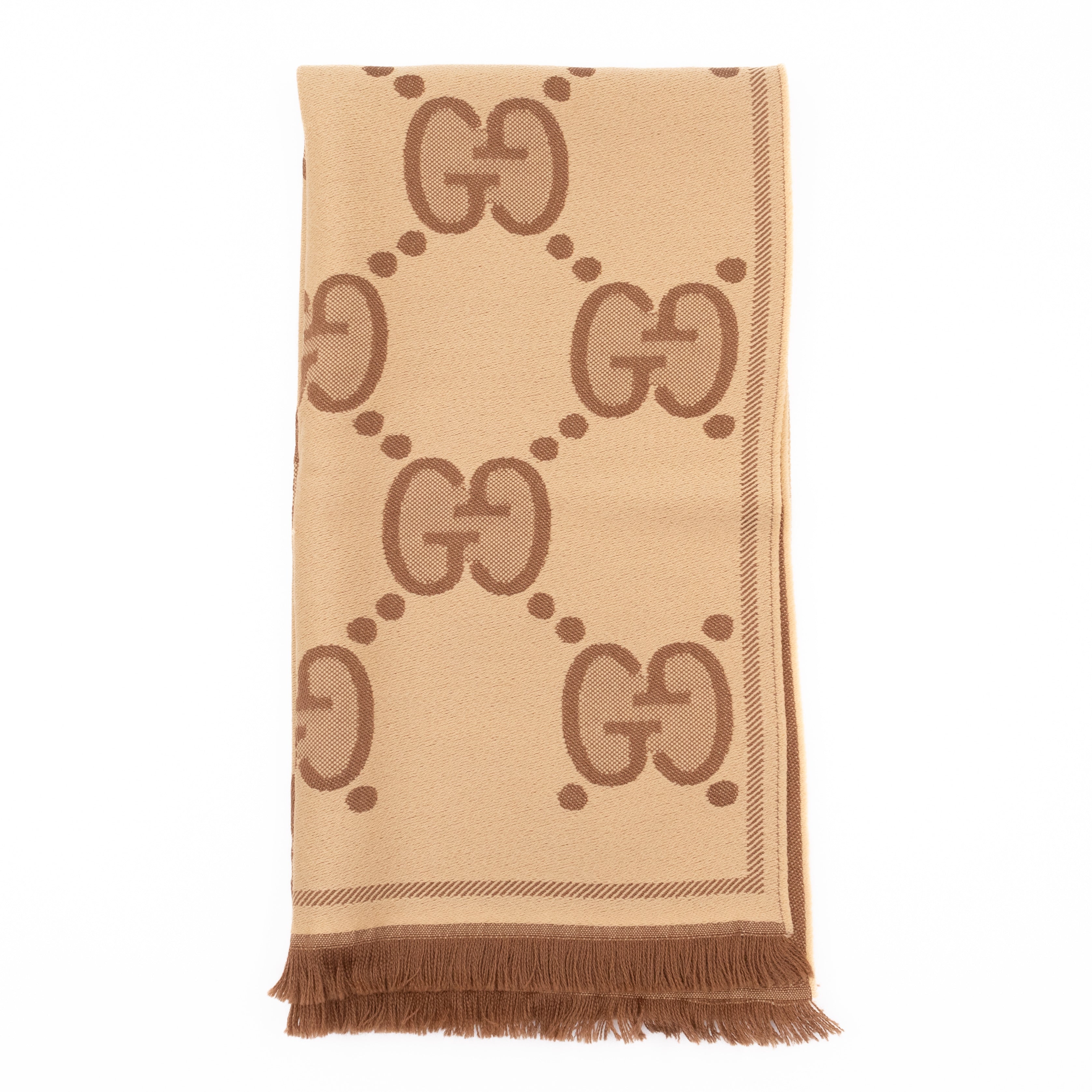GG Wool Jacquard Scarf Beige & Brown