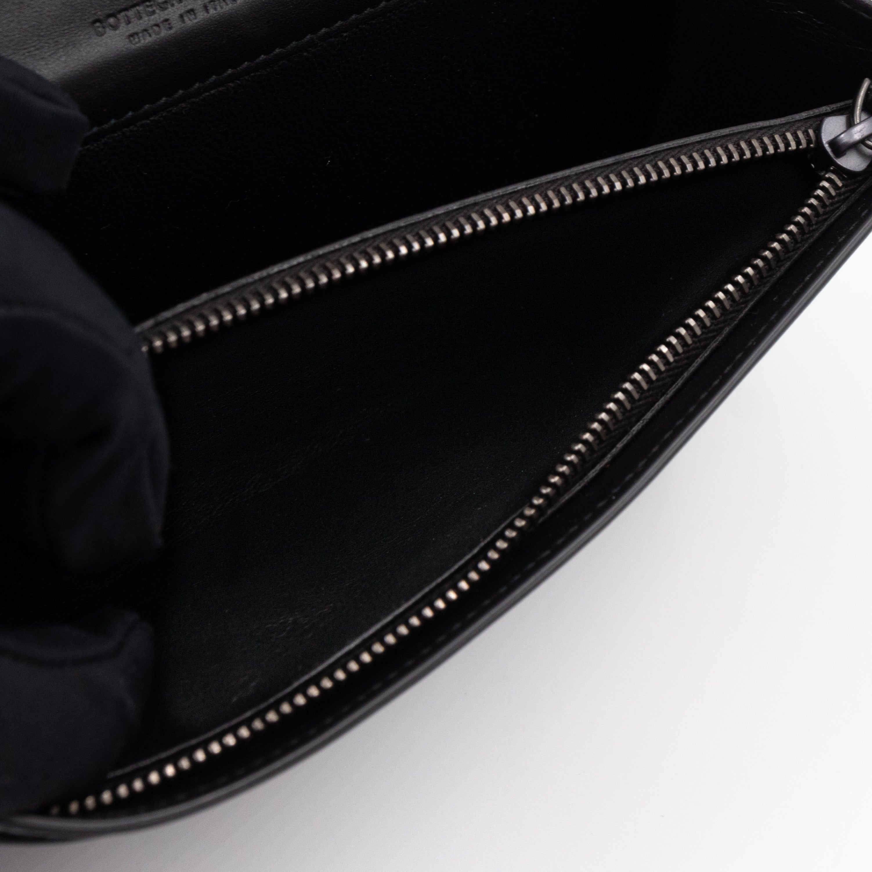 Long Wallet Intrecciato Leather Black