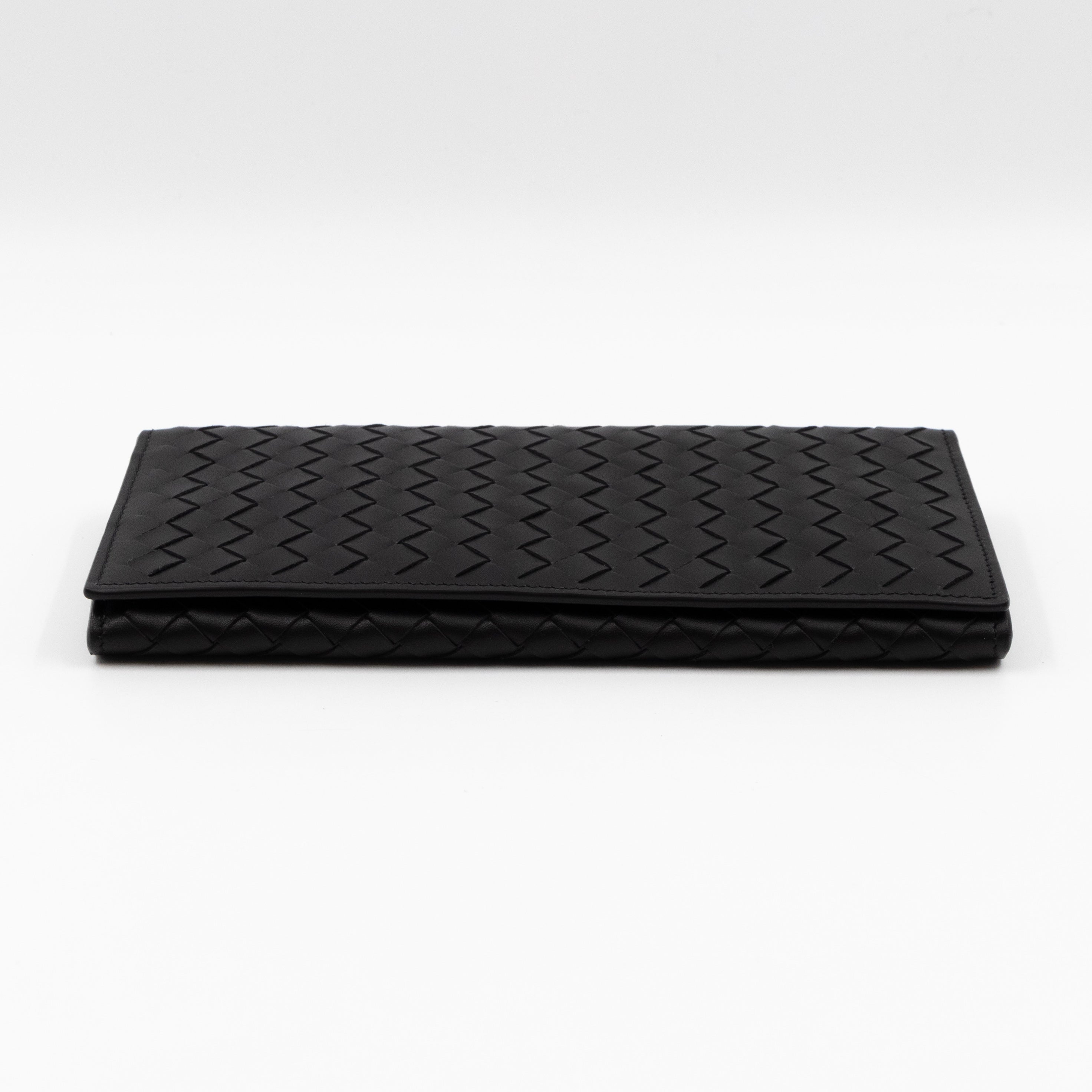 Long Wallet Intrecciato Leather Black