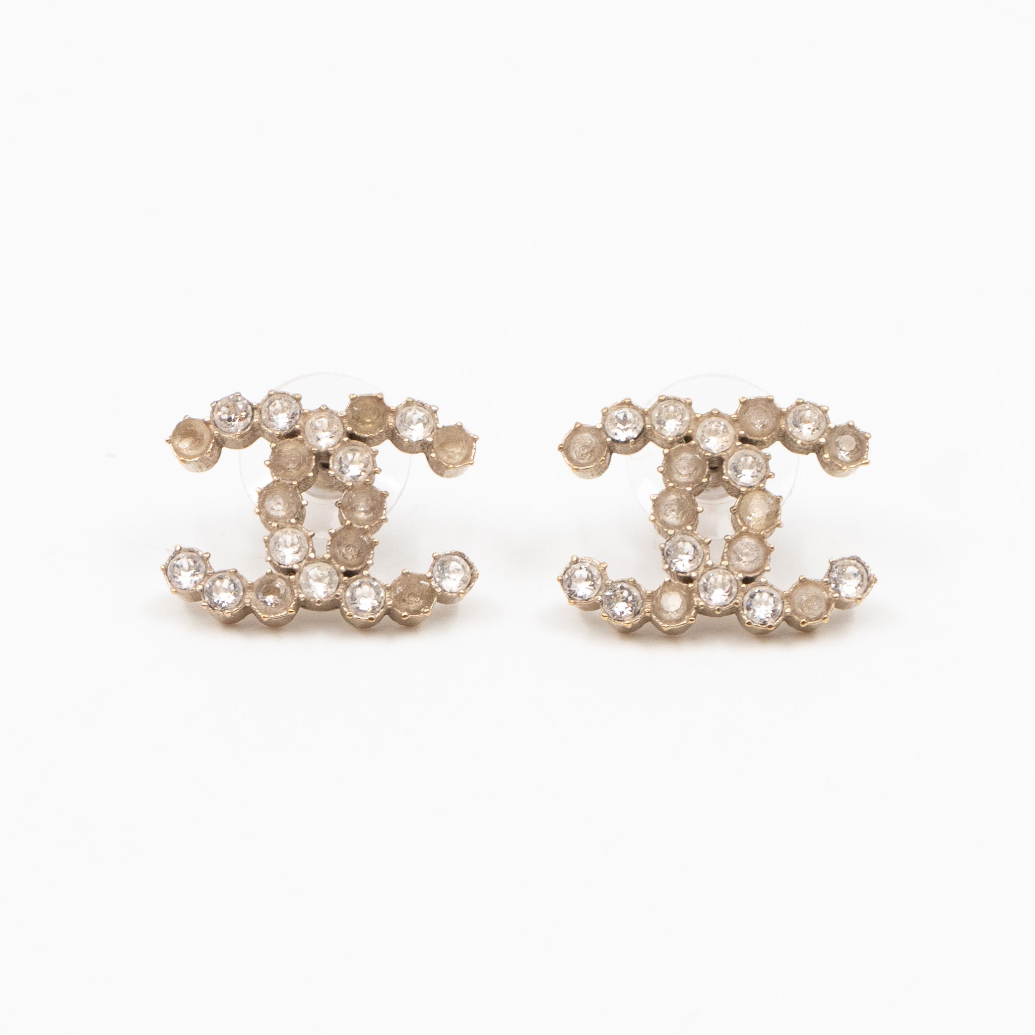 CC Crystal Earrings Large Silver