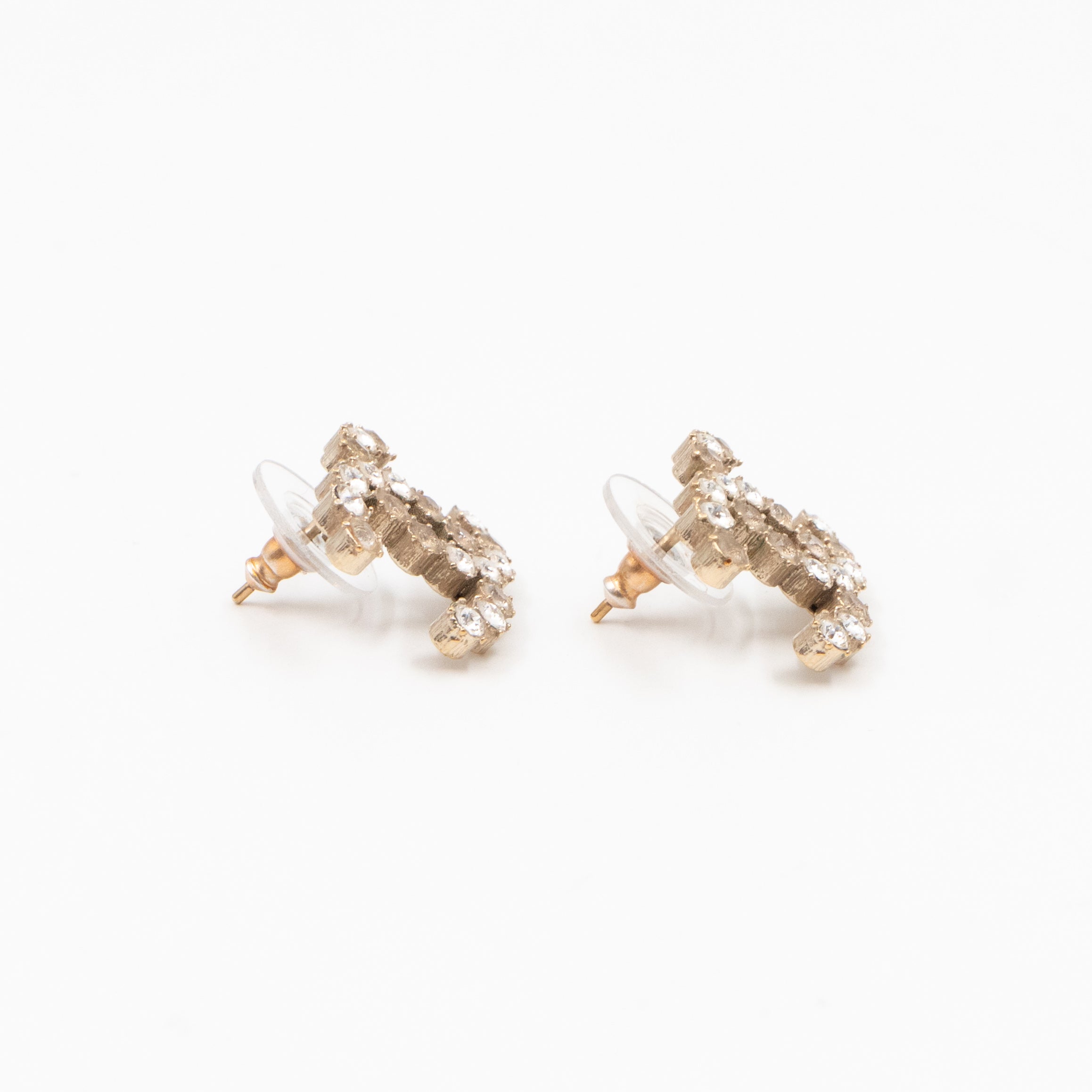 CC Crystal Earrings Large Silver