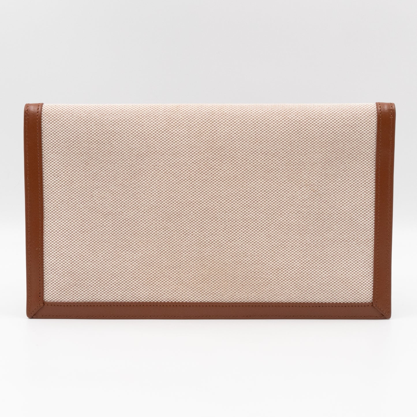Uptown Pouch Beige Canvas Brown Leather Gold