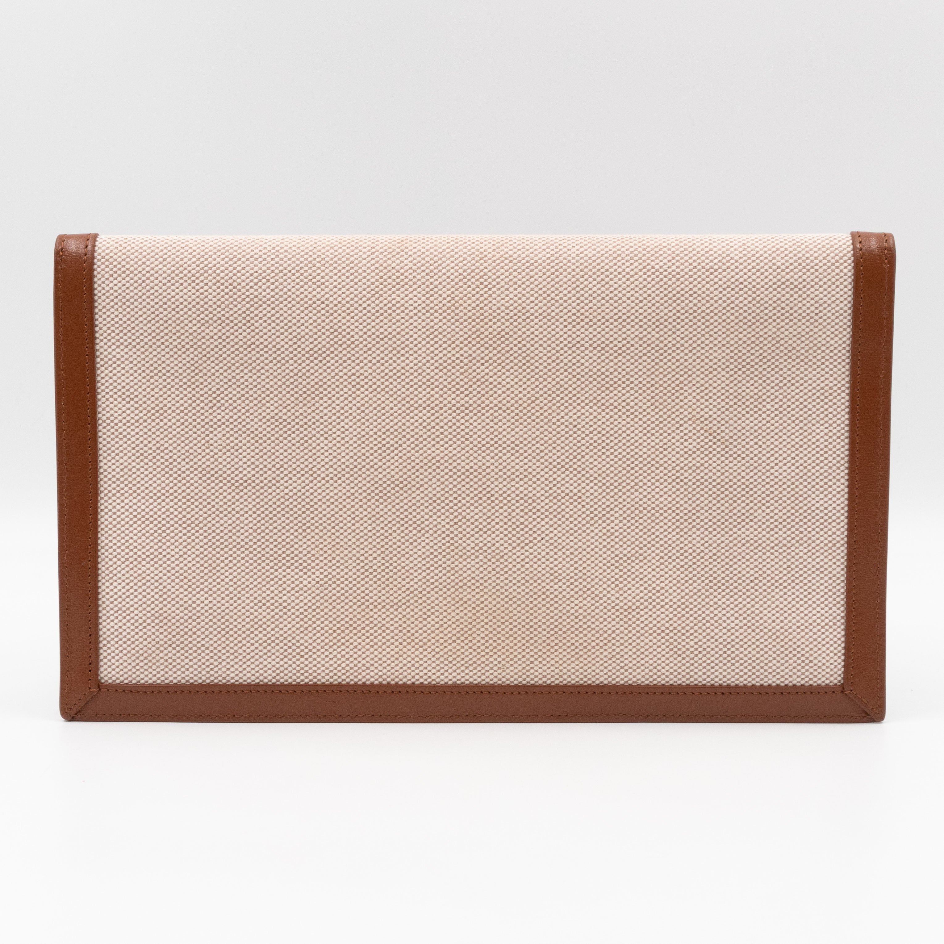 Uptown Pouch Beige Canvas Brown Leather Gold
