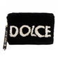 Cleo Clutch Black White Faux Fur