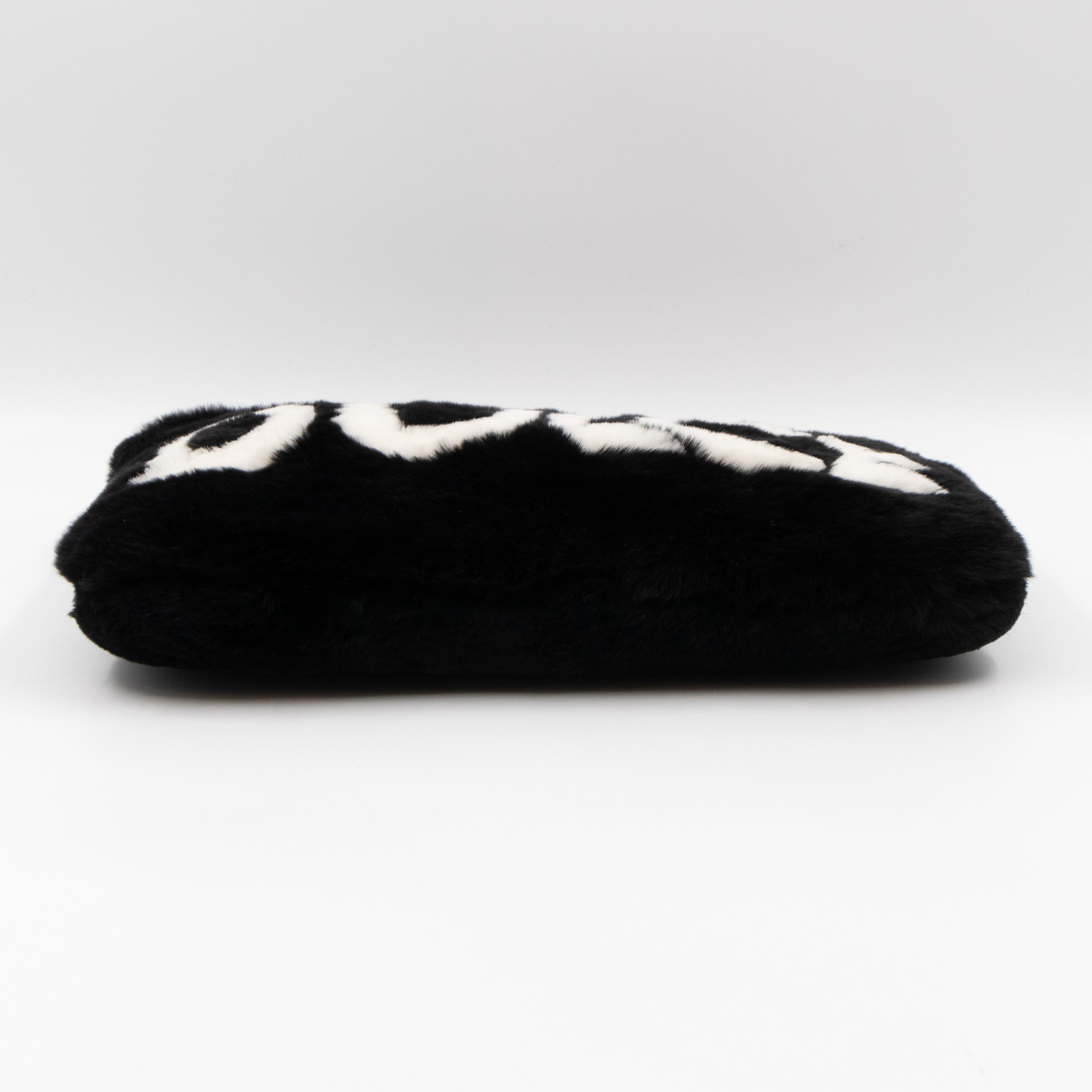Cleo Clutch Black White Faux Fur