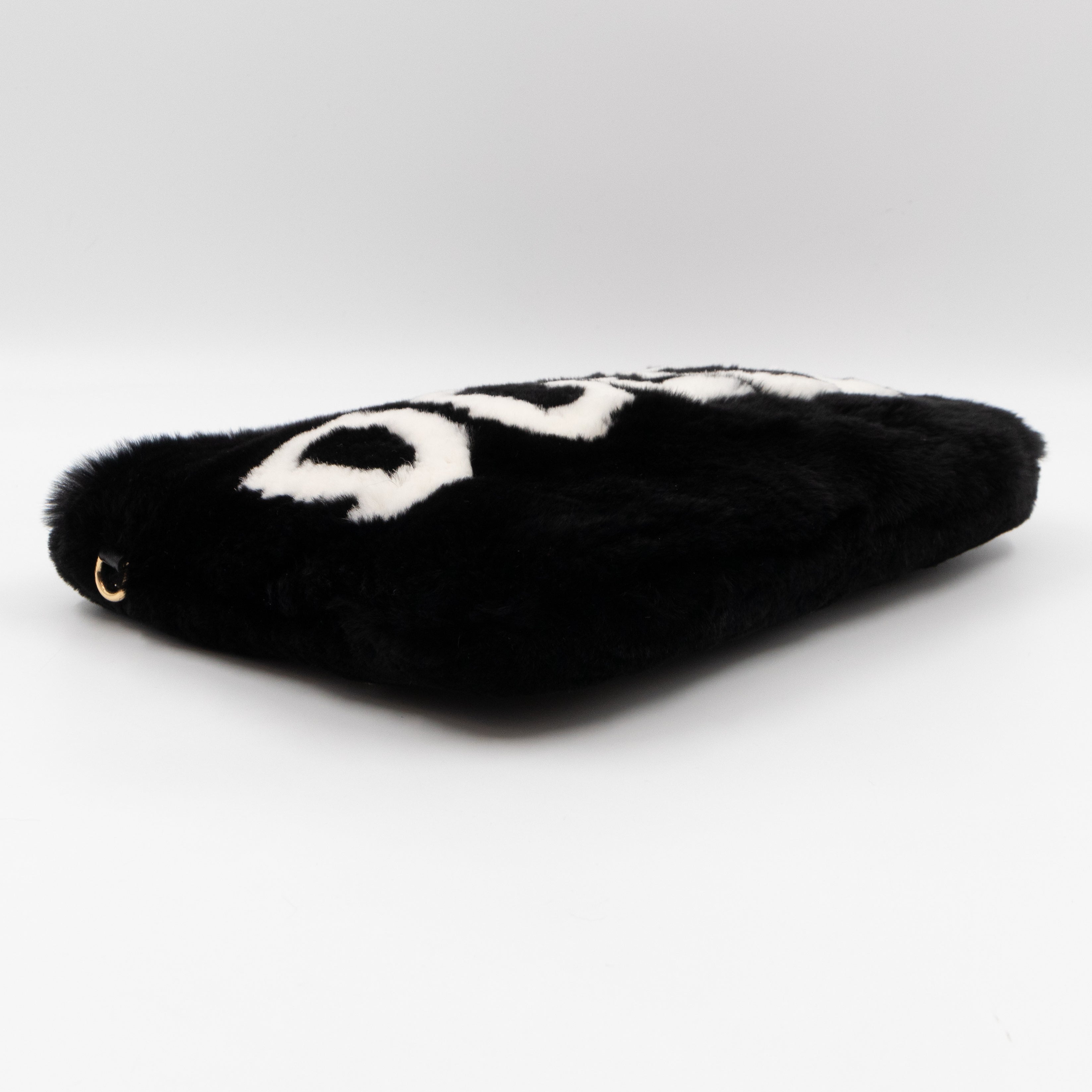 Cleo Clutch Black White Faux Fur