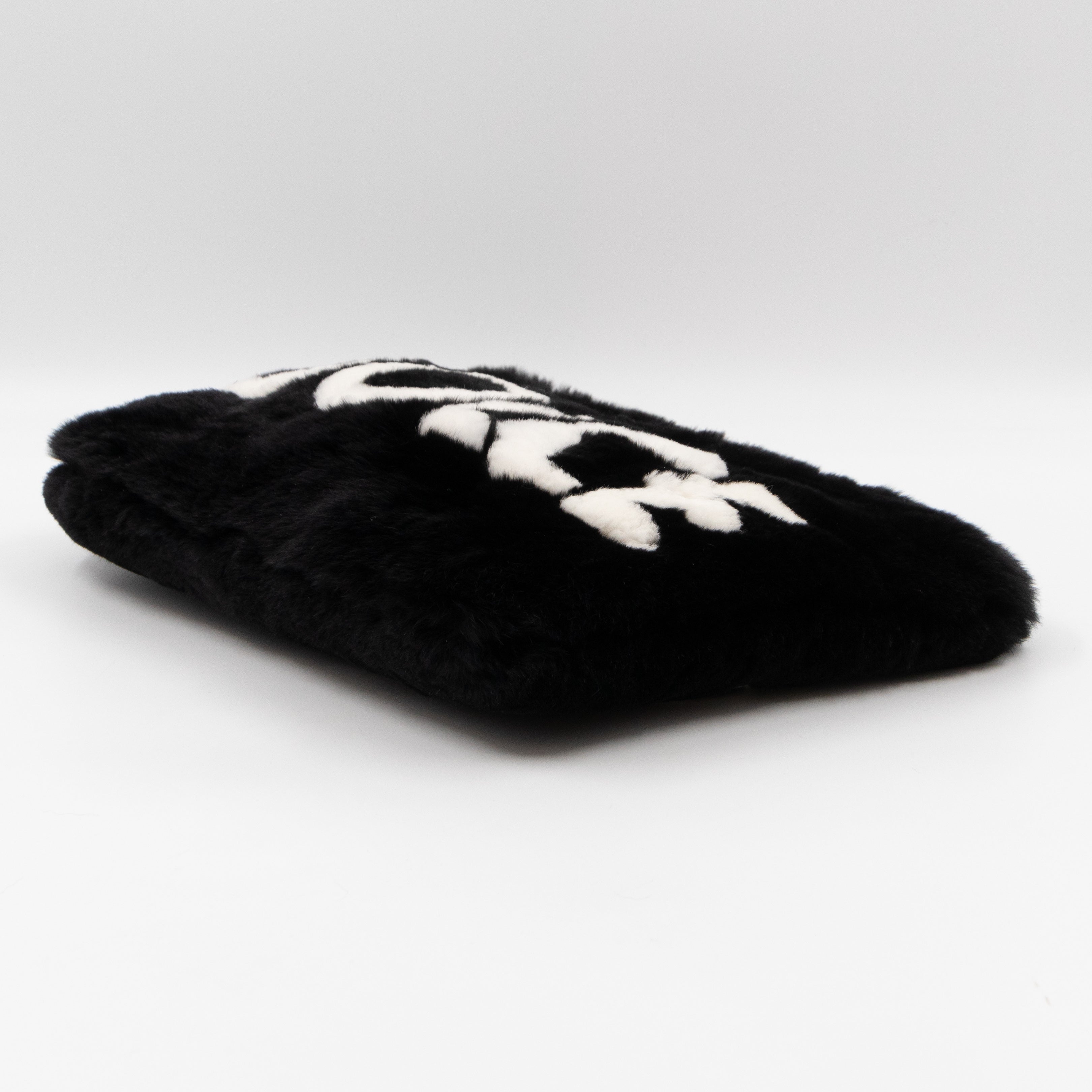 Cleo Clutch Black White Faux Fur