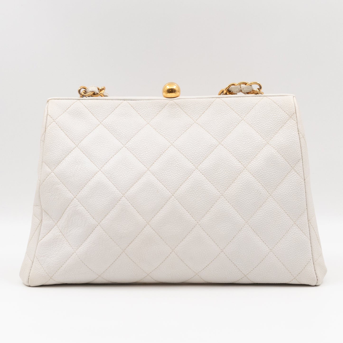 Vintage Frame Bag White Caviar Leather