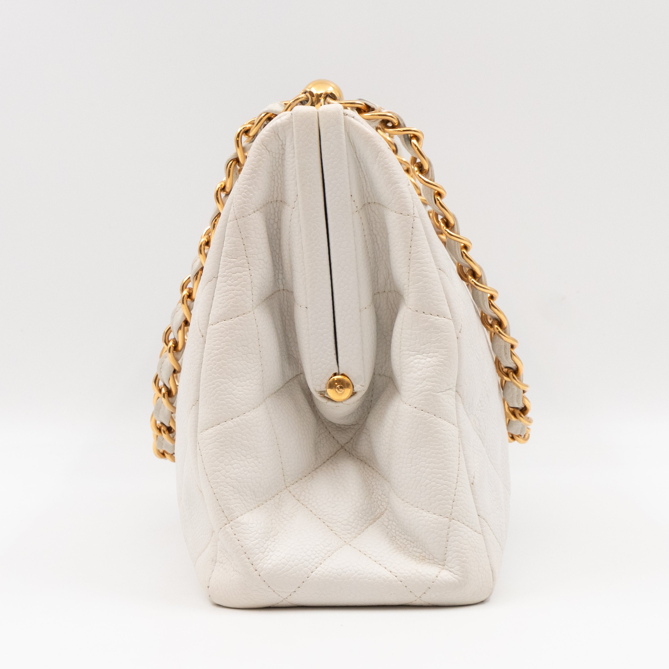 Vintage Frame Bag White Caviar Leather