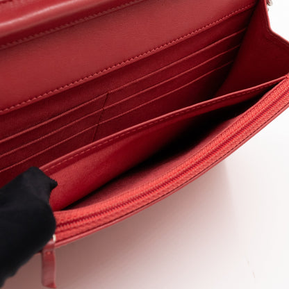 Classic Wallet on Chain Coral Patent Leather