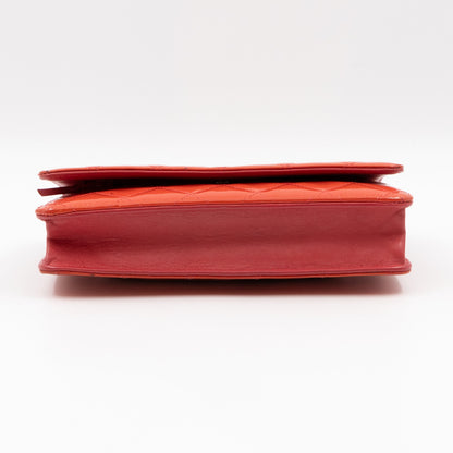 Classic Wallet on Chain Coral Patent Leather