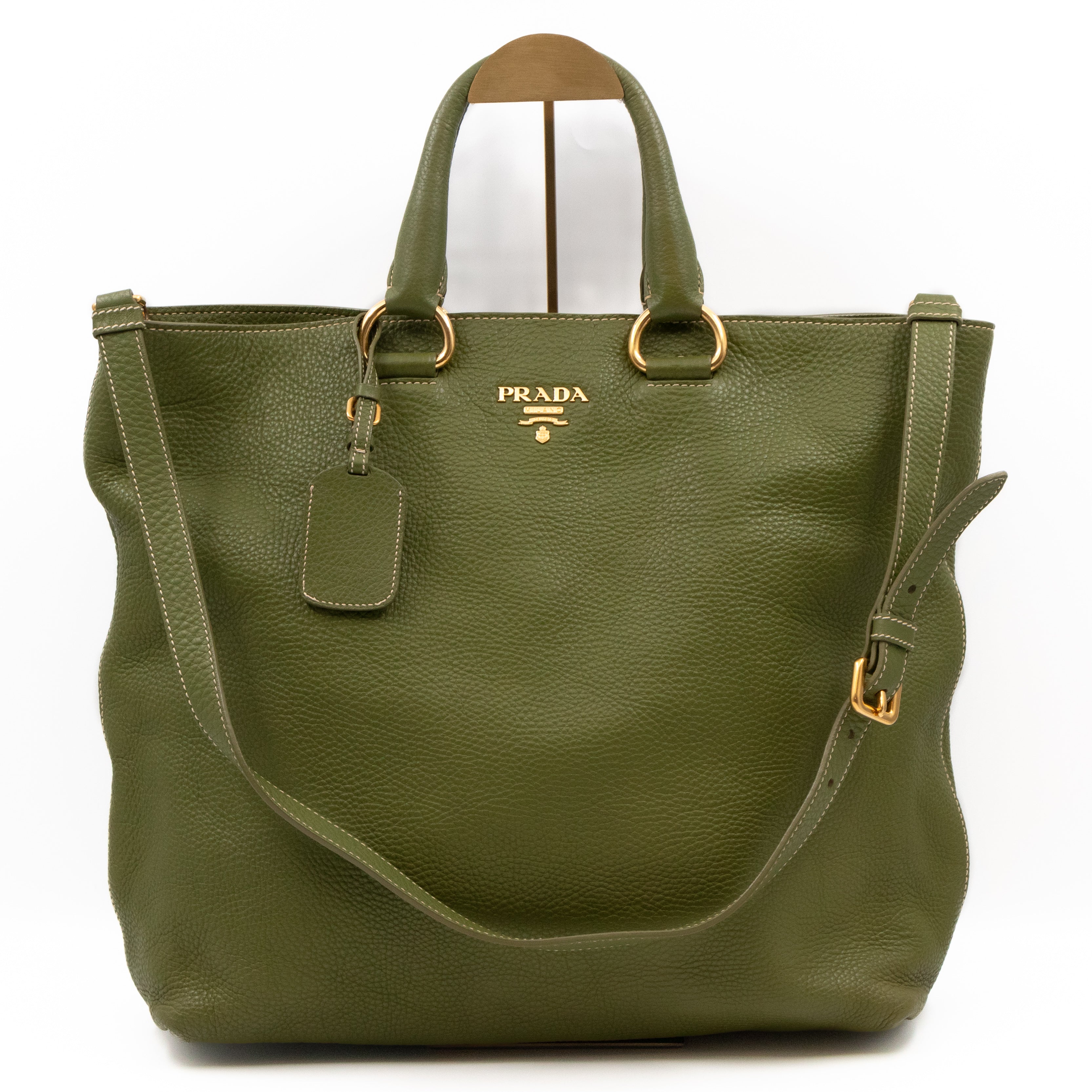 Shopping Tote Green Leather