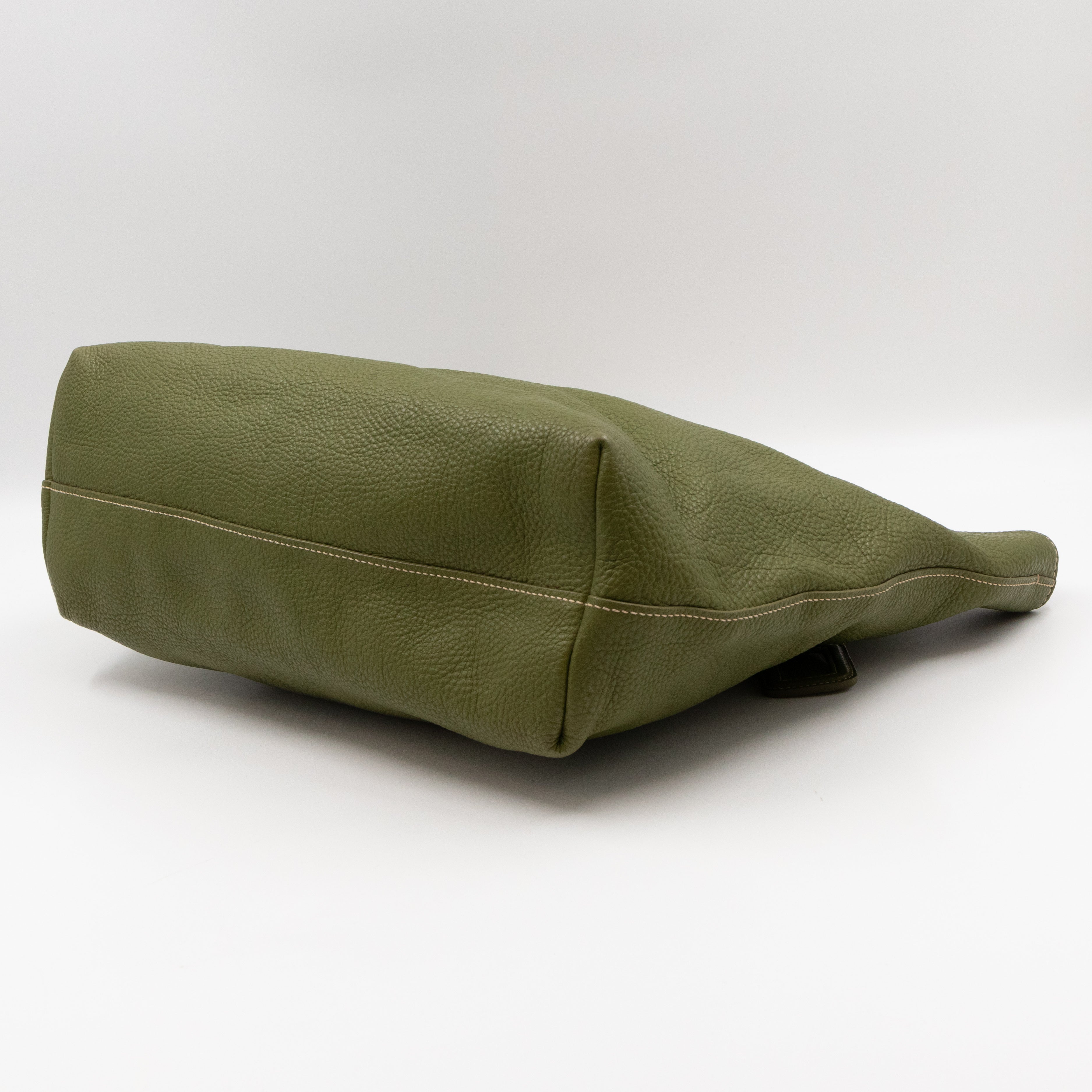 Shopping Tote Green Leather