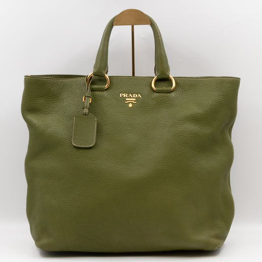 Shopping Tote Green Leather