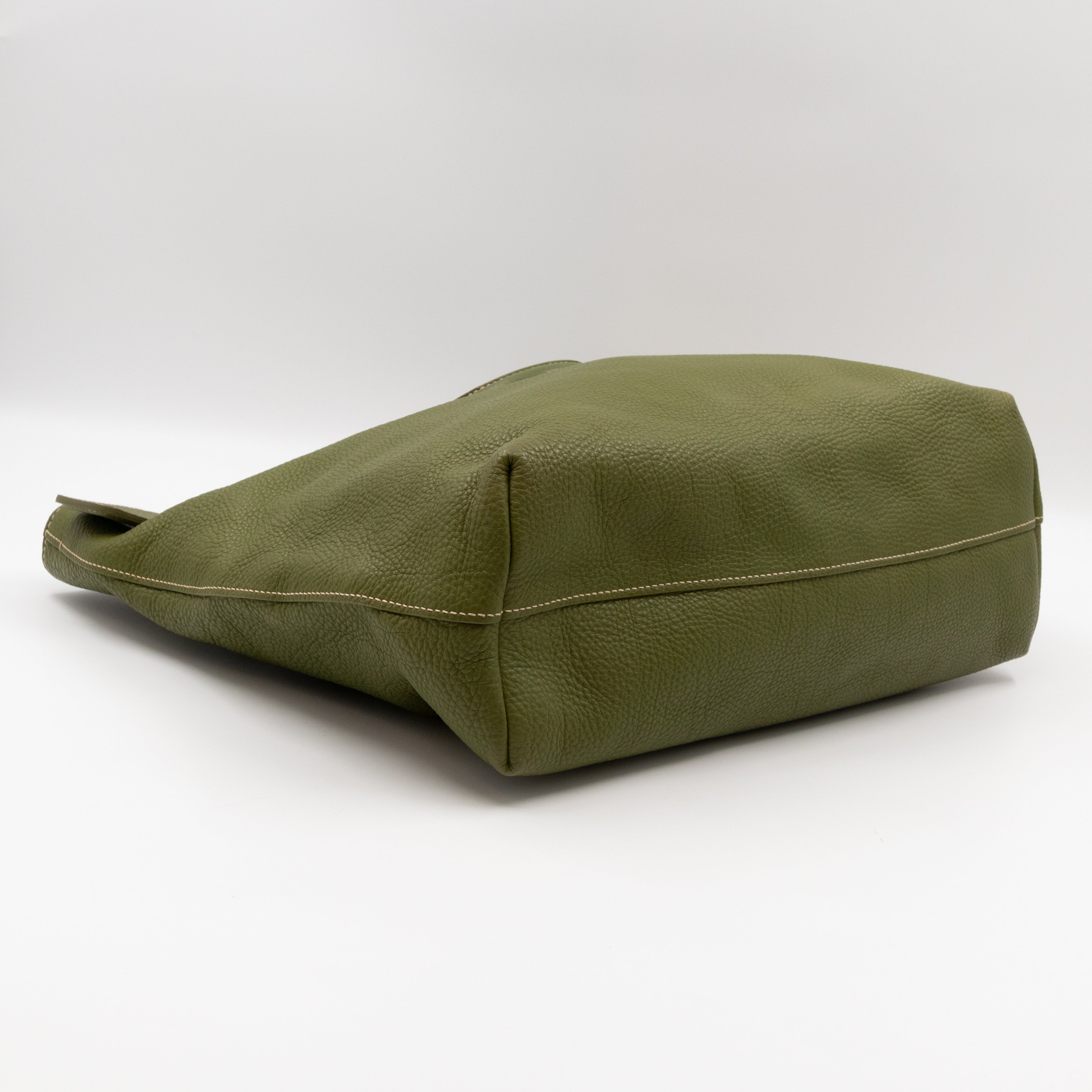 Shopping Tote Green Leather