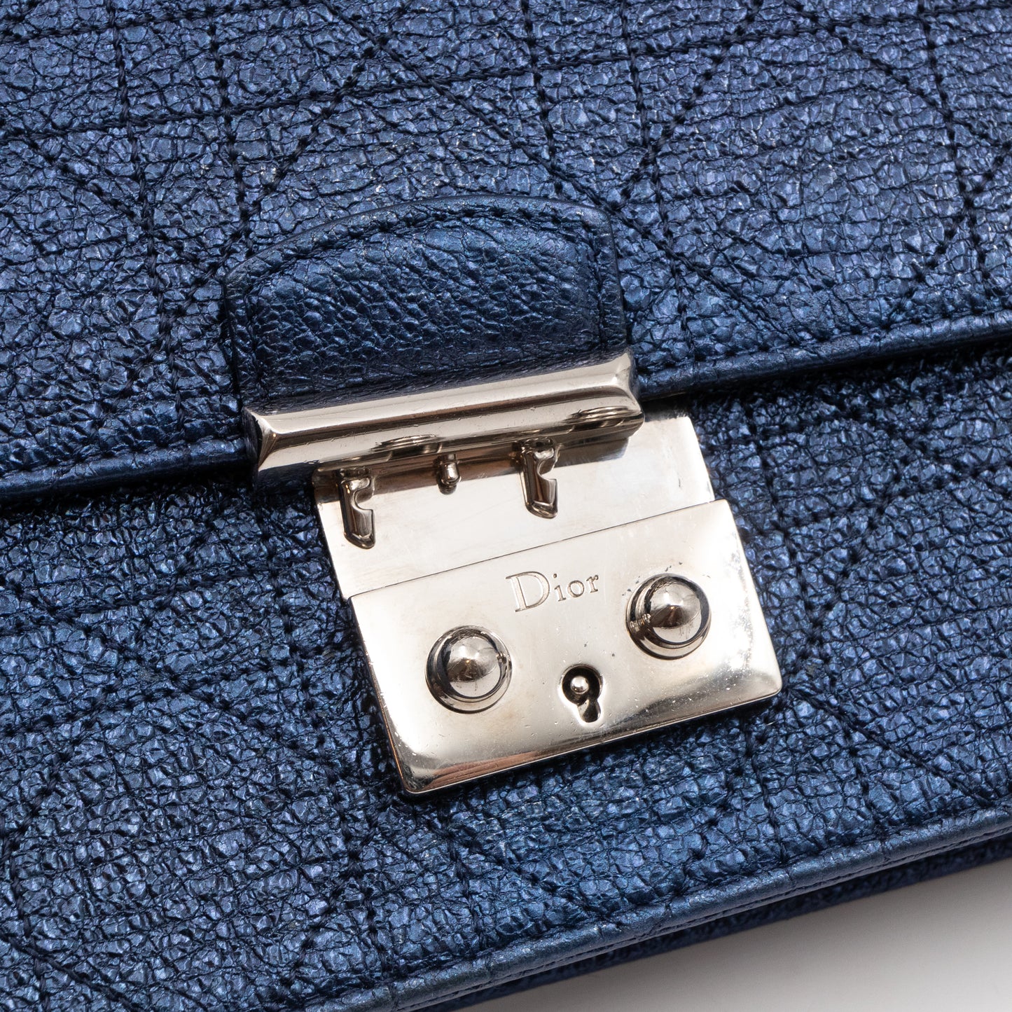 Miss Dior Promenade Clutch Metallic Blue Leather
