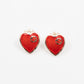 Interlocking G Heart Earrings Red 925 Silver