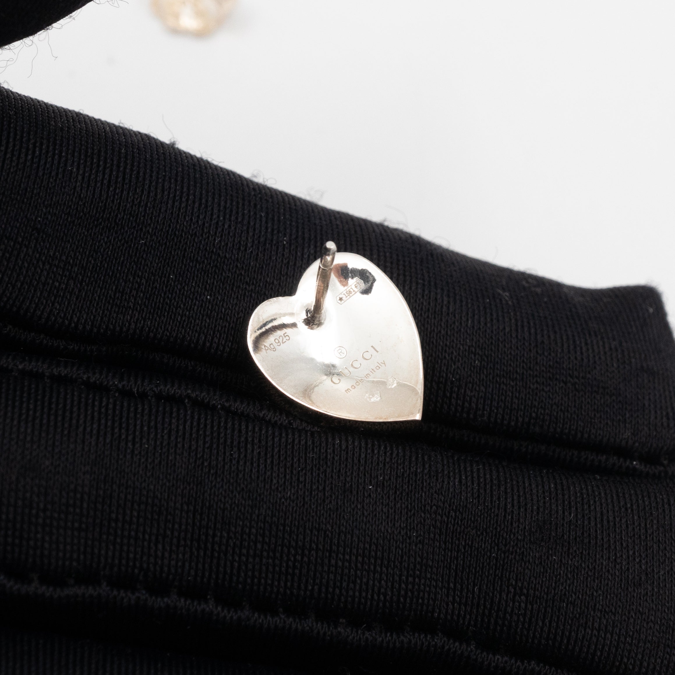 Interlocking G Heart Earrings Red 925 Silver